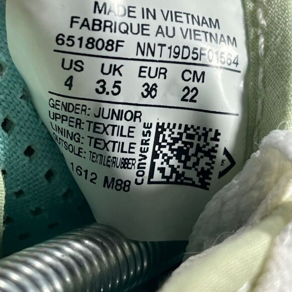 Converse kids All-Star Perforated lime green low-top Sneakers Size 4 - Picture 5 of 9